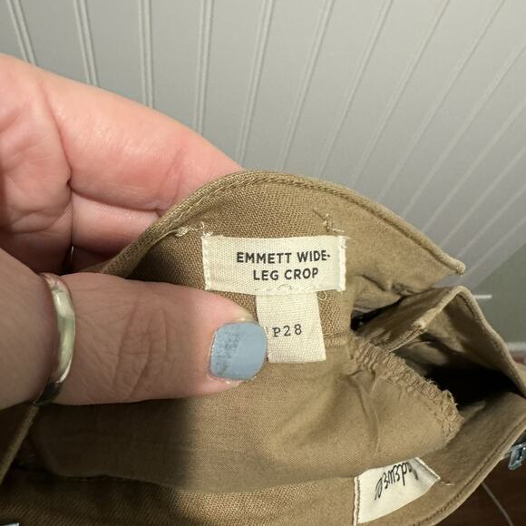 Madewell Emmett Wide Leg Crop Pants Tan Size 28 Petite - Picture 6 of 7